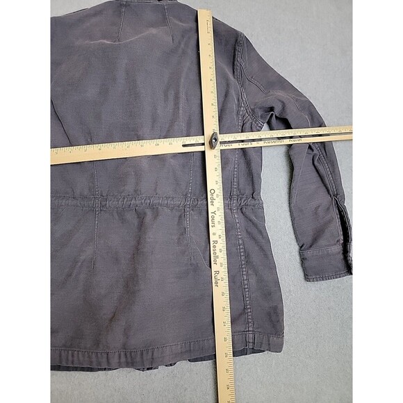 Free People Field Jacket Womens XS Gray Patch Pockets Button Utility Cotton Boho - Picture 10 of 12